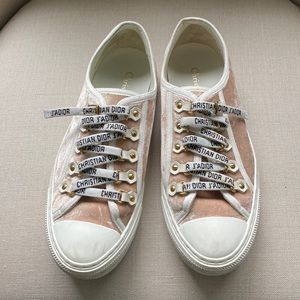 Christian Dior Pink Velvet Low Top Walk'N'Dior Sneakers Sz 38